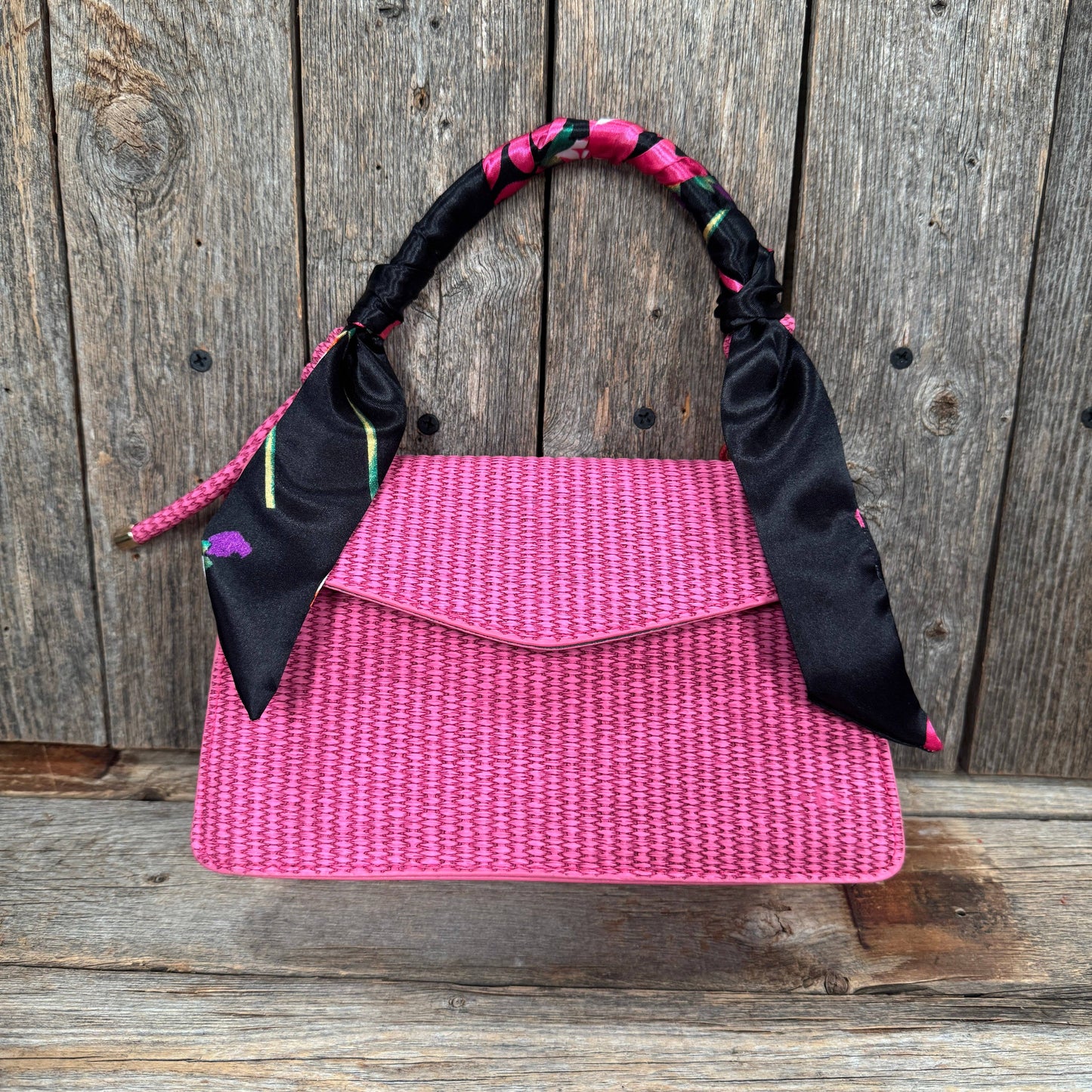 Rodeo Drive - Black and Pink Western Skinny Mini Wild Rag Scarf / Cowgirl Necktie #TW320