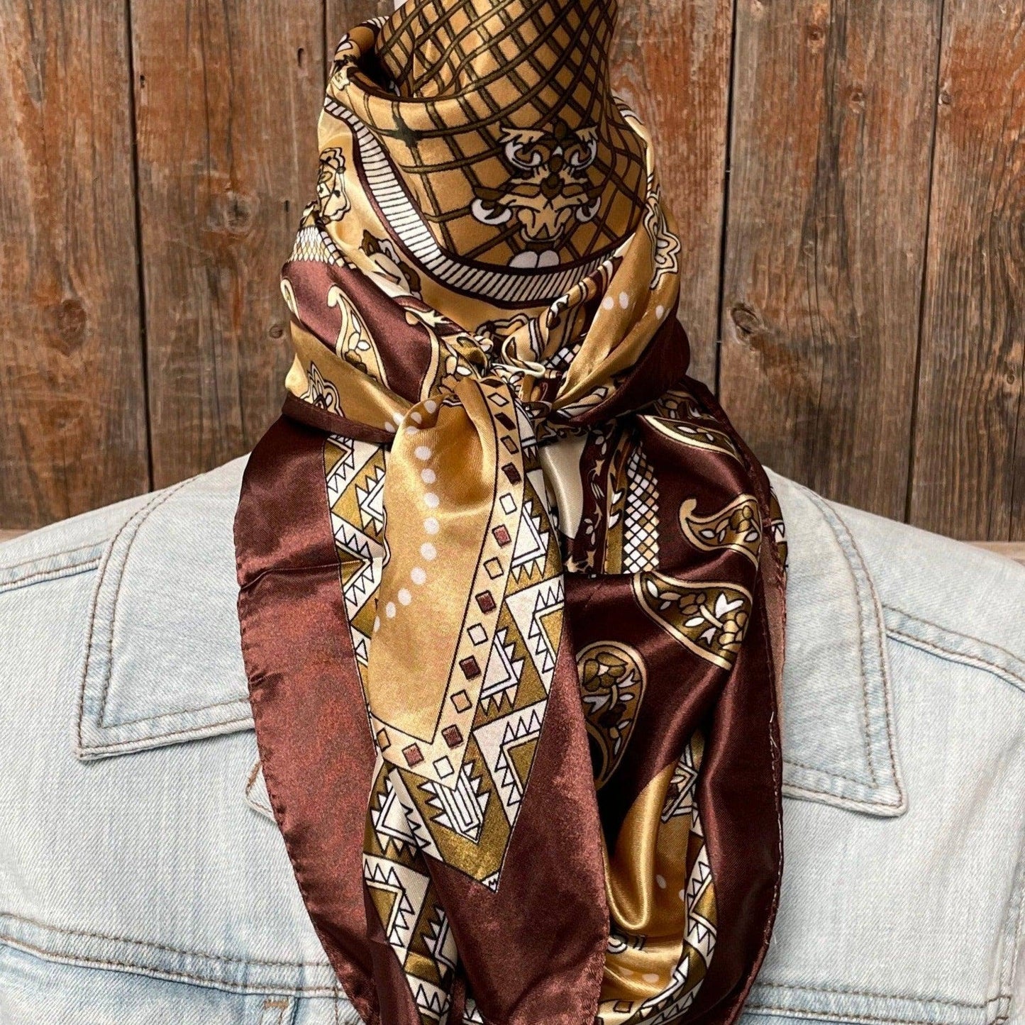 Rodeo Drive - 35X35"  Earth Tones Paisley Wild Rag/Scarf WR3405