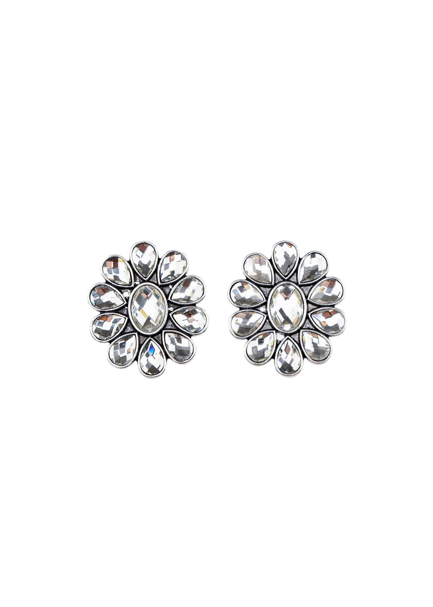 West & Co. - Rhinestone Flower Cluster Post Earrings