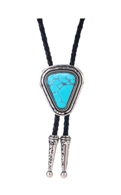 SimpleNGreat - Triangle Turquoise Western Cowboy Bolo Tie Necklace