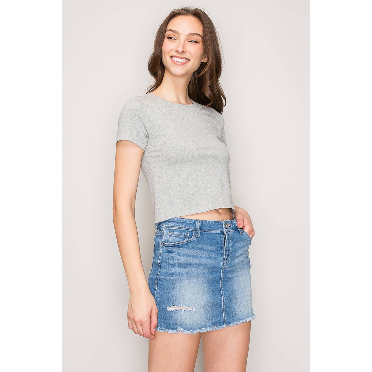 Popular 21 - Short Sleeve Crew Neck Classic Basic Casual Tee: Navy / S-M-L(2-2-2)