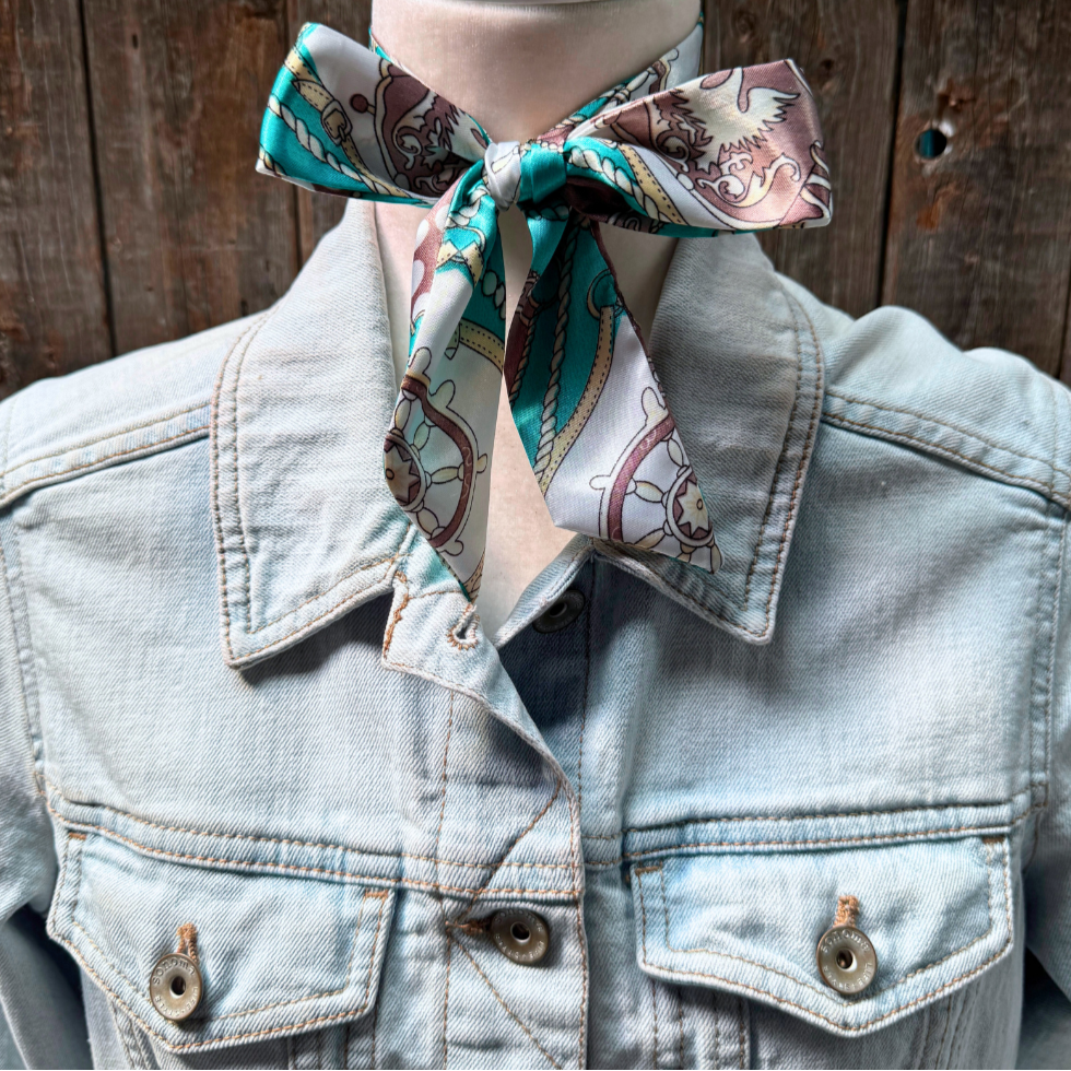 Rodeo Drive - Turquoise Western Skinny Mini Wild Rag Scarf / Cowgirl Necktie #TW327