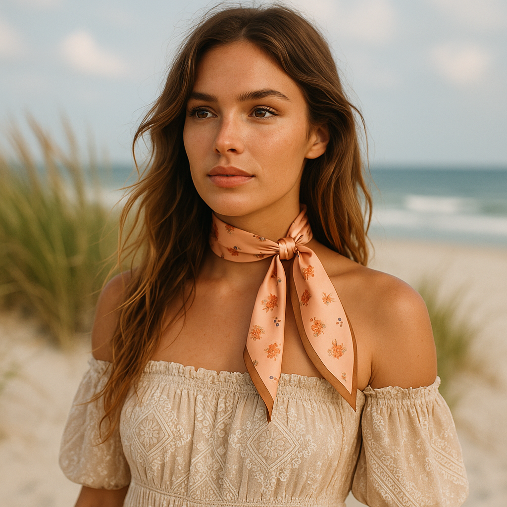 Rodeo Drive - Pink and Tan Western Skinny Mini Wild Rag Scarf / Cowgirl Necktie #TW136