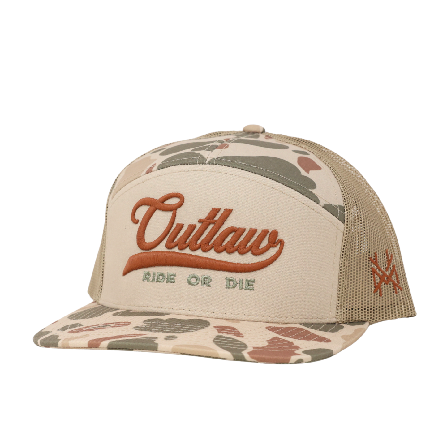 The Mad Hatter Co - Outlaw Ride or Die Trucker Hat : Trucker Duck Camo