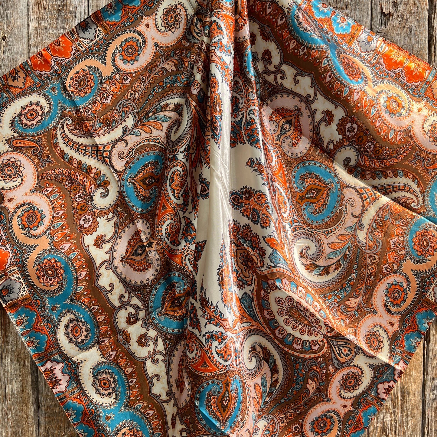 Rodeo Drive - 35X35"  Tan & Cream Paisley Wild Rag/Scarf WR907