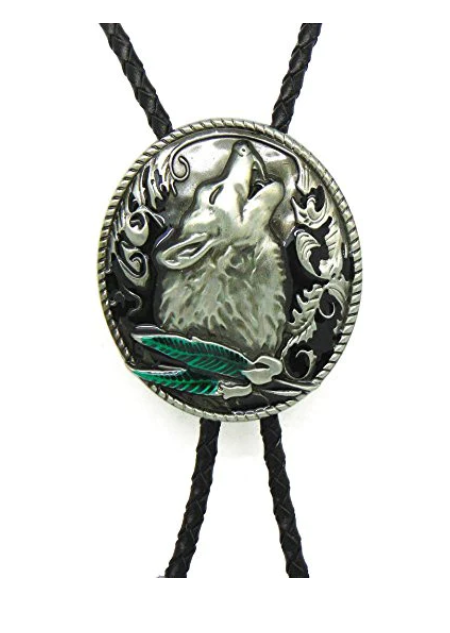 SimpleNGreat - Crimson Western Cowboy Bolo Tie Necklace: Center Blue
