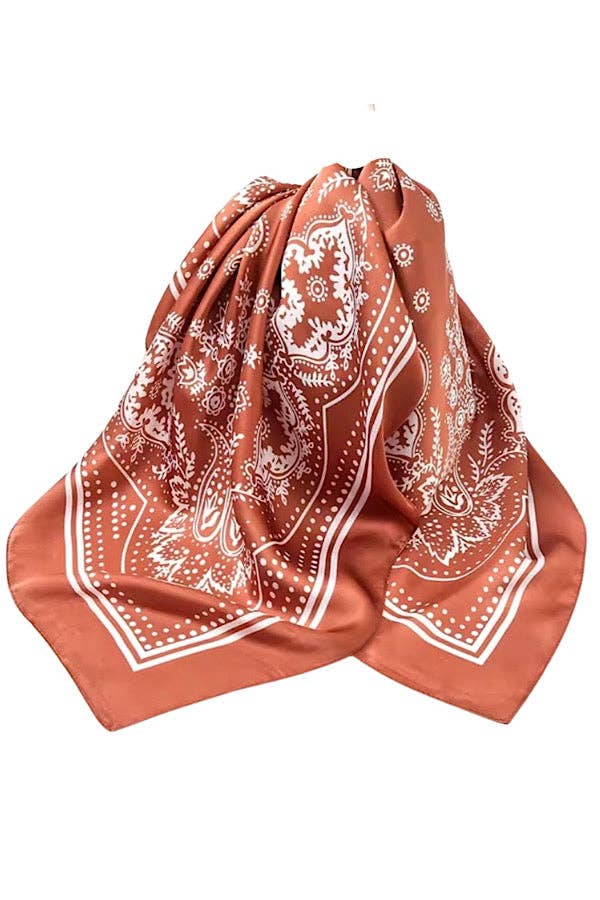 Nash Grey - Brown Satin Bandana Scarf