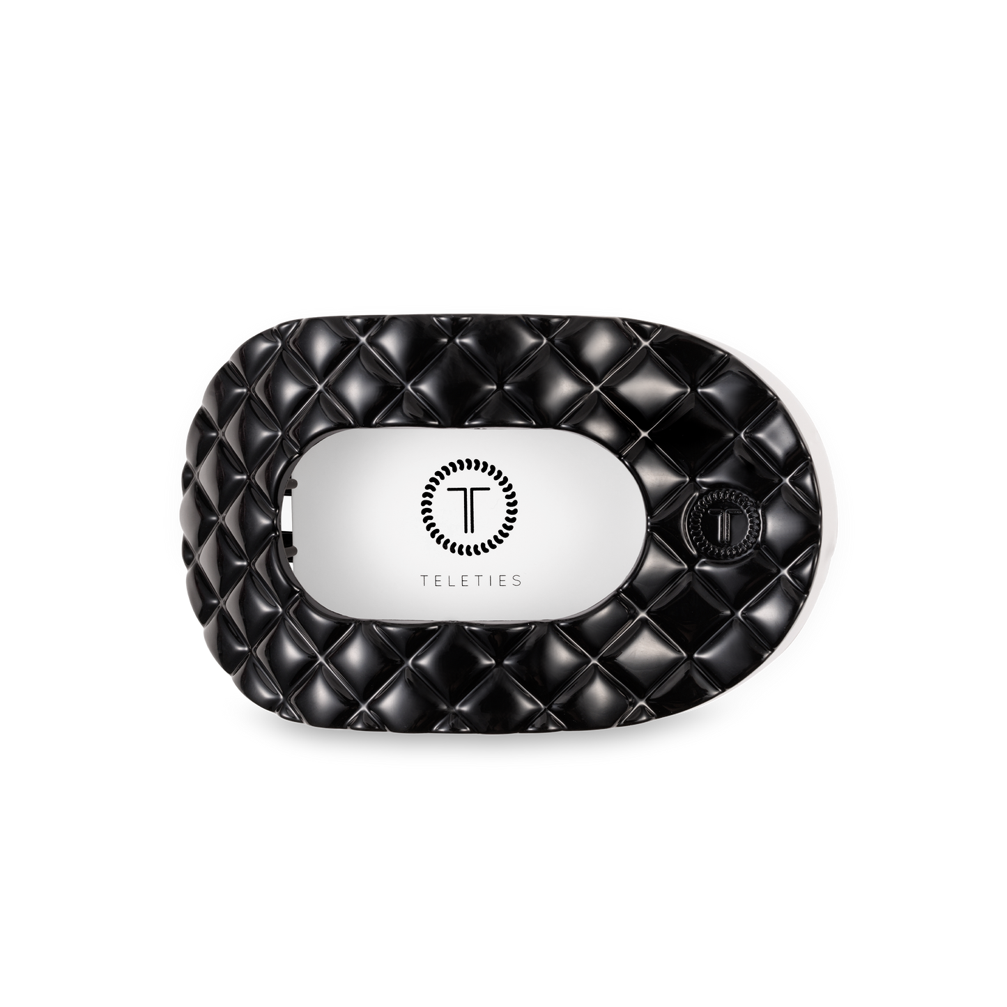 TELETIES - Flat Round Hair Clip | Medium | Jet Black Quilted