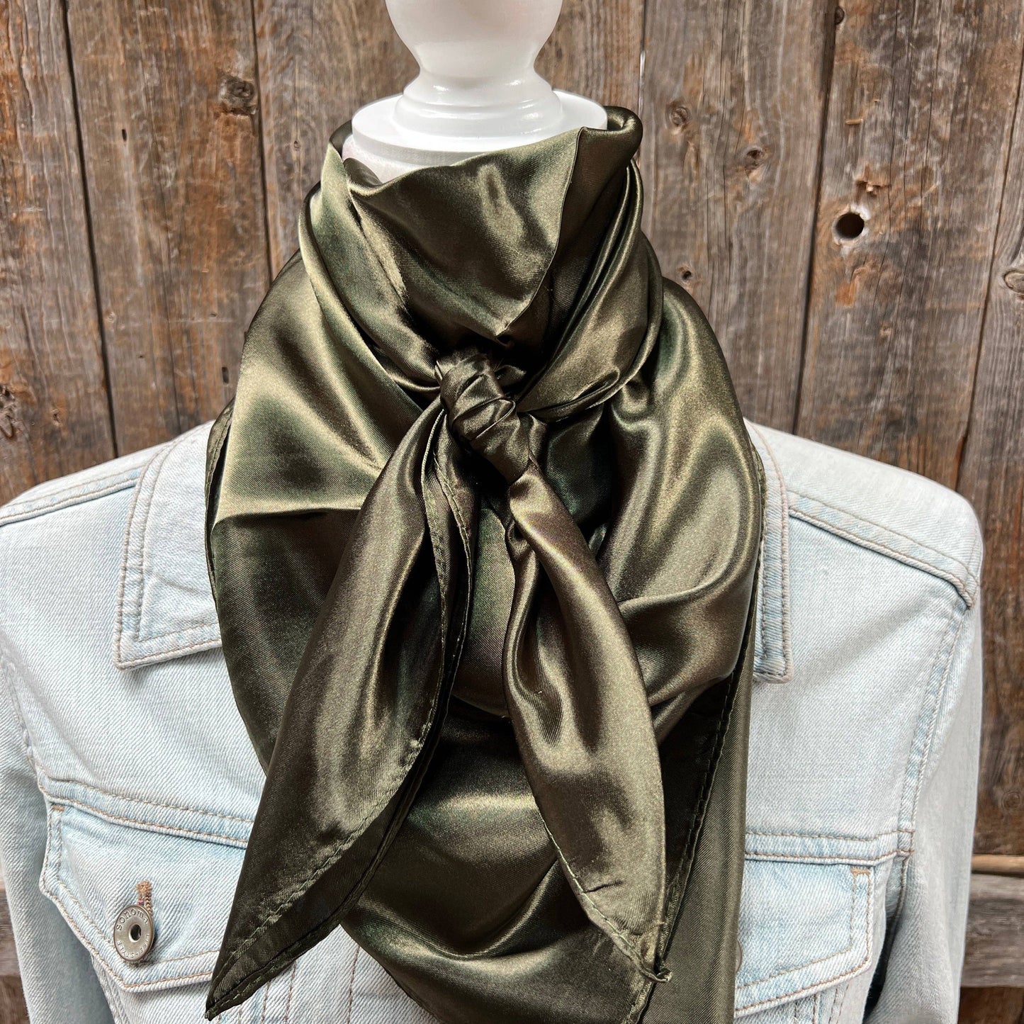 Rodeo Drive - 35X35"  Solid Olive Green Wild Rag / Scarf WRS28