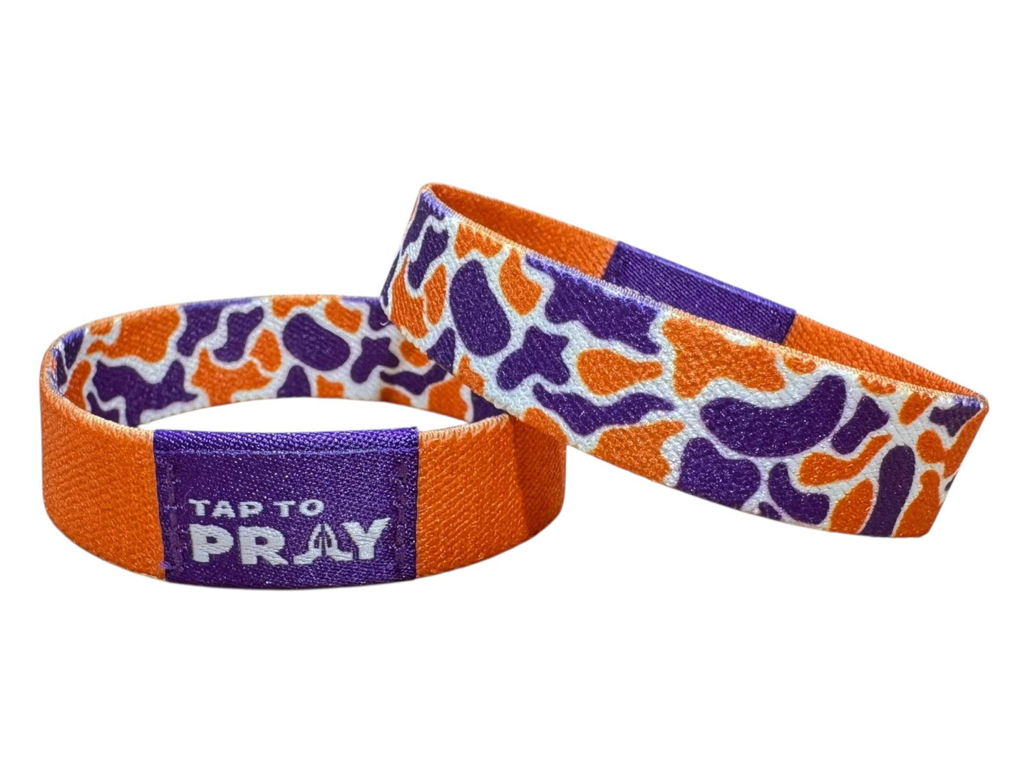 Versible - Tap To Pray™ Wristbands - Team Camo - Orange & Purple: Medium