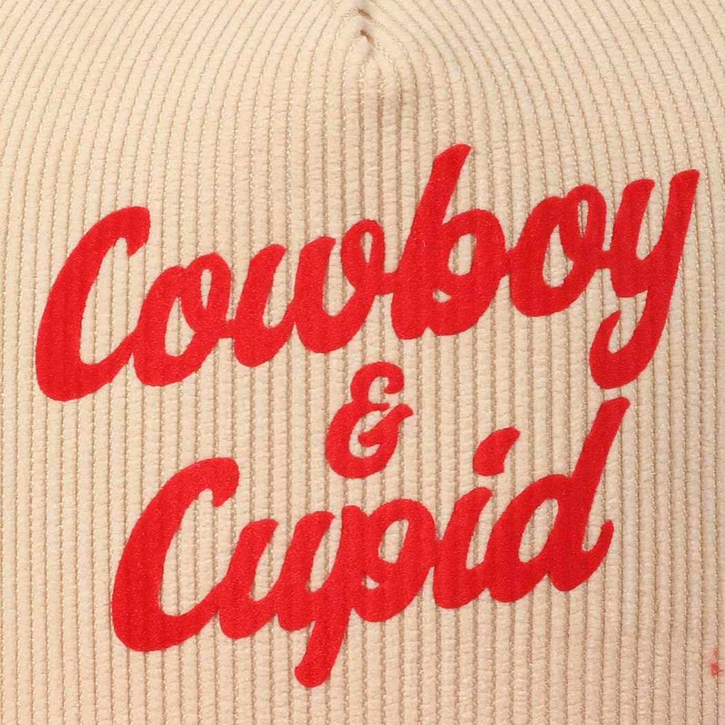 Fashion City - Cowboy & Cupid Two-Tone Corduroy 5-Panel Cap: Red / ONE SIZE