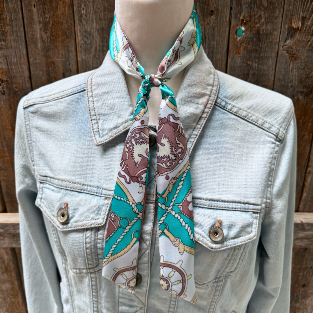 Rodeo Drive - Turquoise Western Skinny Mini Wild Rag Scarf / Cowgirl Necktie #TW327