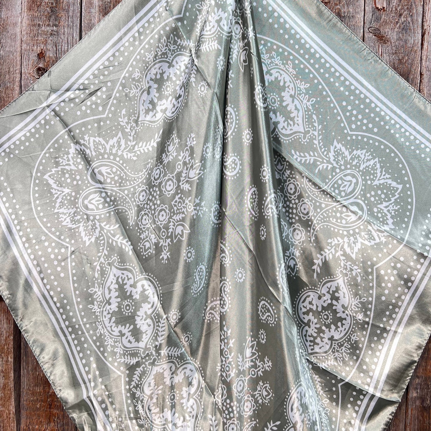 Rodeo Drive - 35X35"  Sage Floral Paisley Wild Rag/Scarf WR3380