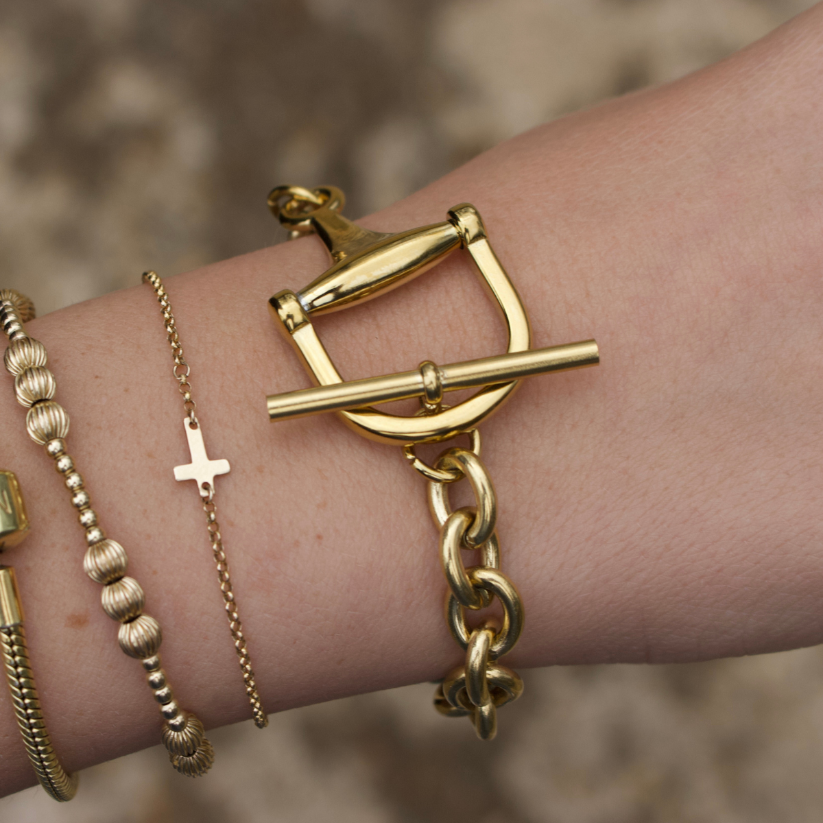 Deep South Originals Inc. - Equestrian Horse Bit Toggle Bracelet 18K Gold Non Tarnish Classic