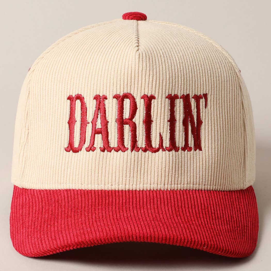 Fashion City - DARLIN' Corduroy Trucker Baseball Cap: BEIGE / ONE SIZE