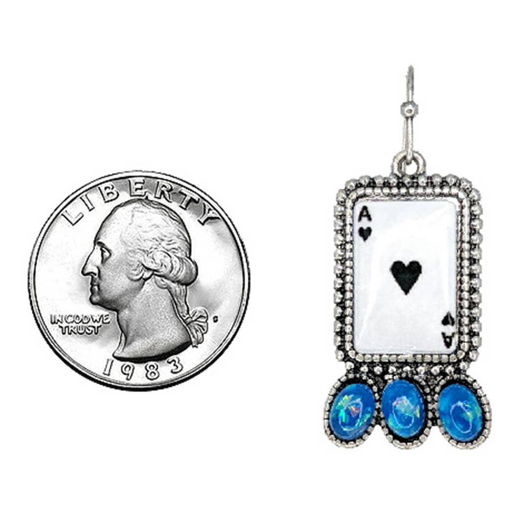 Fashion City - Ace of Heart Designed Hook Earrings: SBBL / ONE SIZE