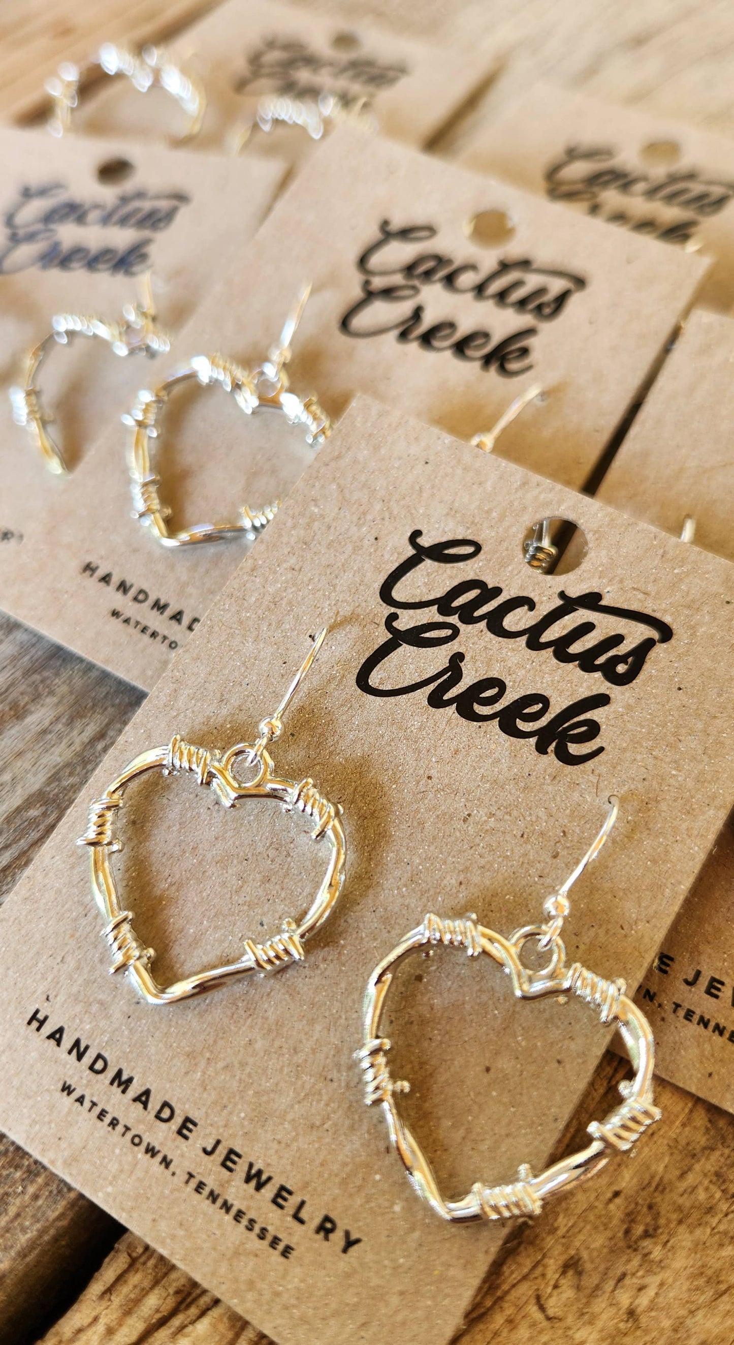 Cocklebur Clothing Co. - Barbed Wire Heart Earrings