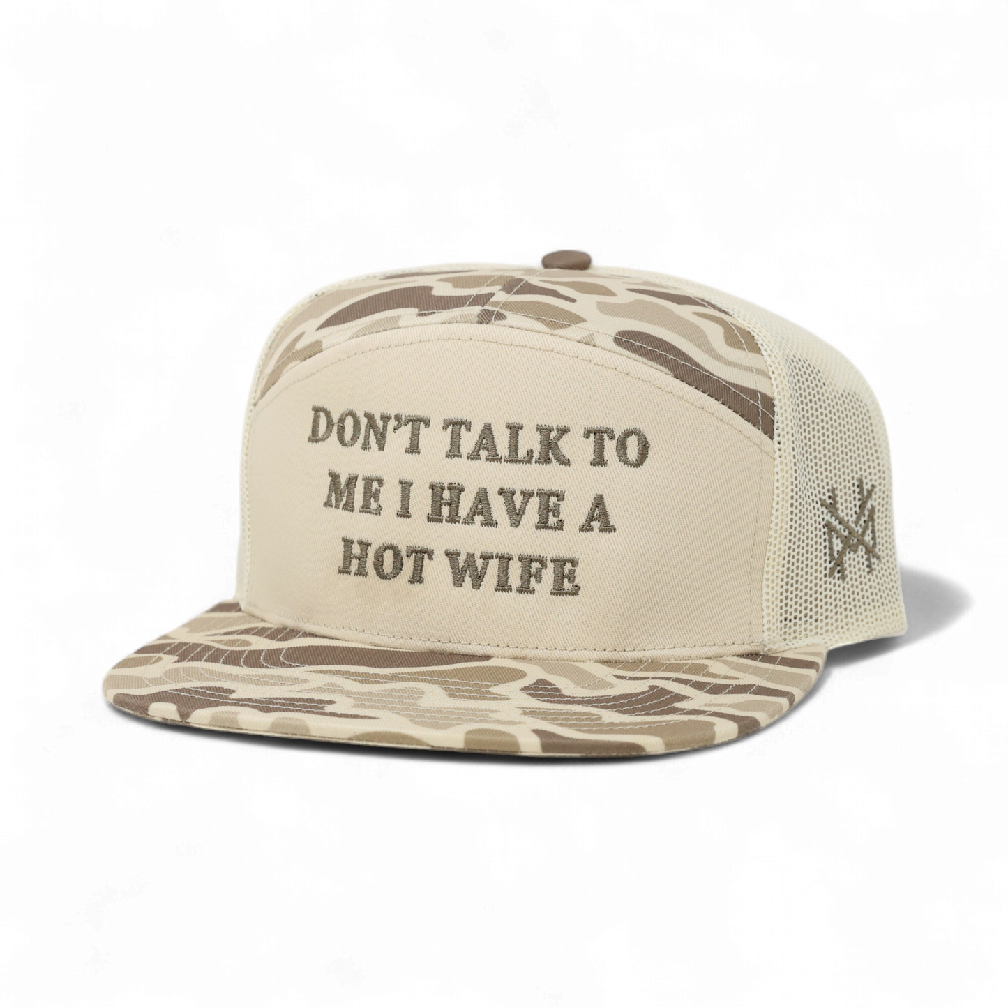 The Mad Hatter Co - Don't Talk To Me I Have A Hot Wife Snapback Hat: Trucker Full Bottomland