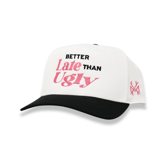 The Mad Hatter Co - Better Late Than Ugly Trucker Hat: Retro Black/White