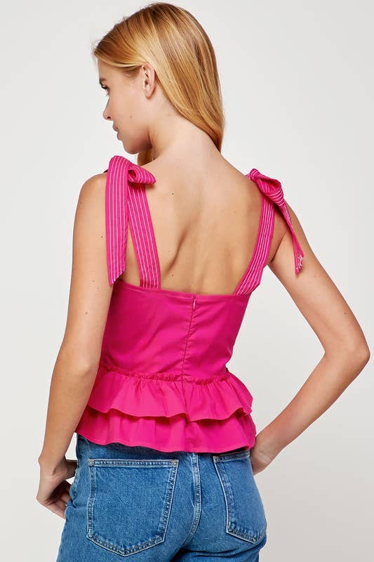 Strut & Bolt - Poplin Ruffle Sleeveless Top: WHITE