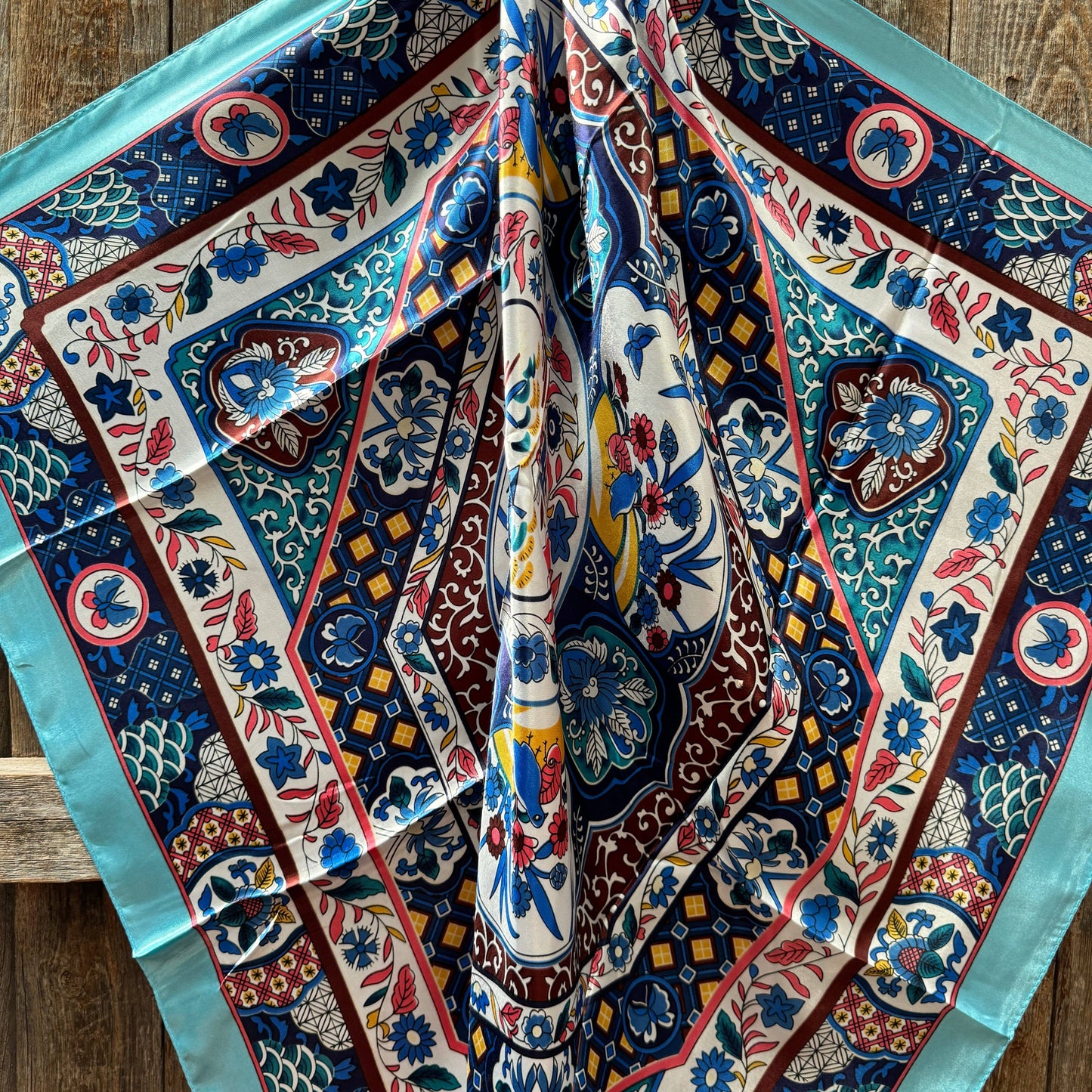 Rodeo Drive - 35X35" Blue Multi Pattern Wild Rag / Scarf WR1015