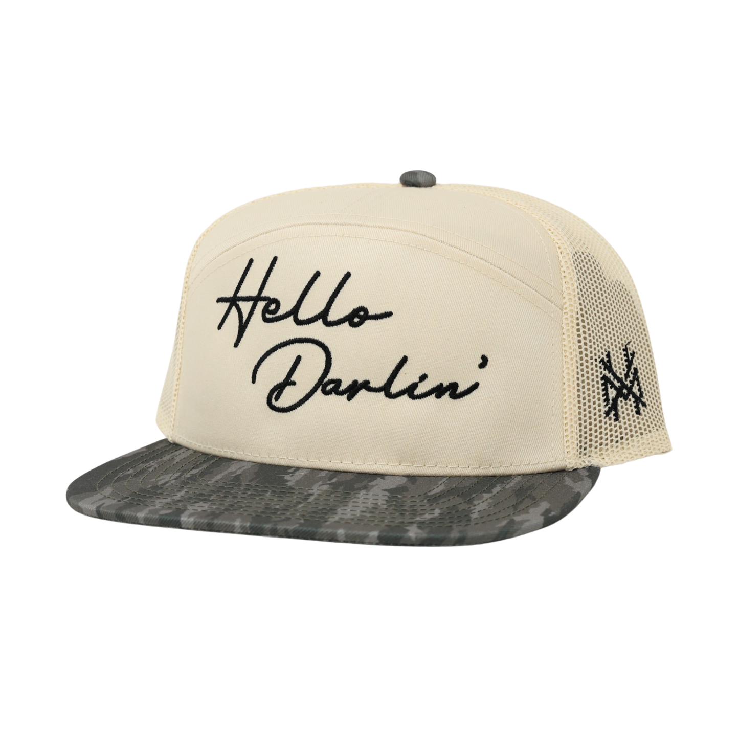 The Mad Hatter Co - Hello Darlin Trucker Hat: Flat Bill Charcoal/White