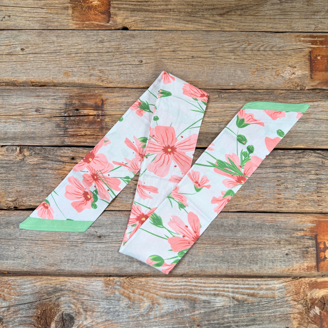 Rodeo Drive - Pink and Green Western Skinny Mini Wild Rag Scarf / Cowgirl Necktie #TW139