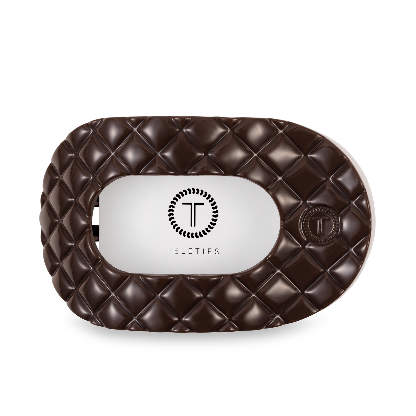 TELETIES - Flat Round Hair Clip | Large | Truly Taupe Quilted