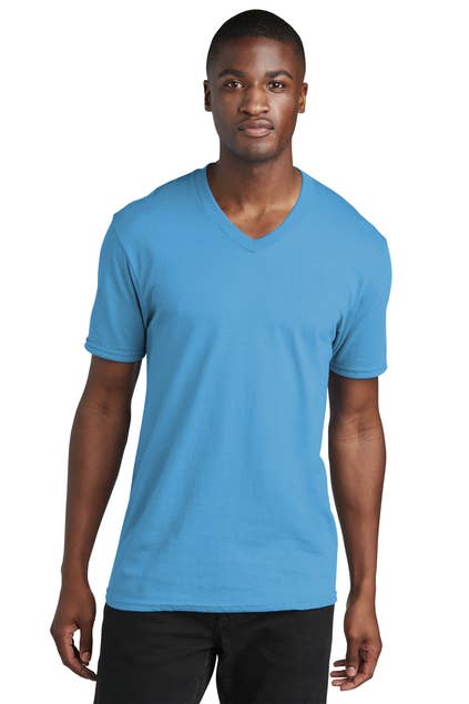 Print The Dream - Port & Company Core Cotton V-Neck Tee: Navy / 2XL