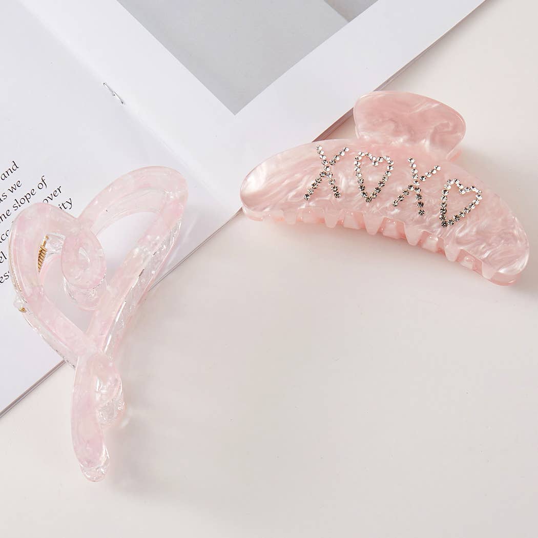 Fashion City - Heart Theme Hair Scrunchies Hair Claw Clips Set: ASSORTED / ONE SIZE