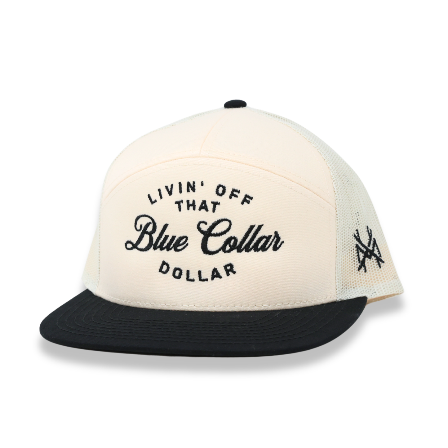 The Mad Hatter Co - Blue Collar Dollar Trucker Hat: Retro Mossy Oak Breakup Country/Black