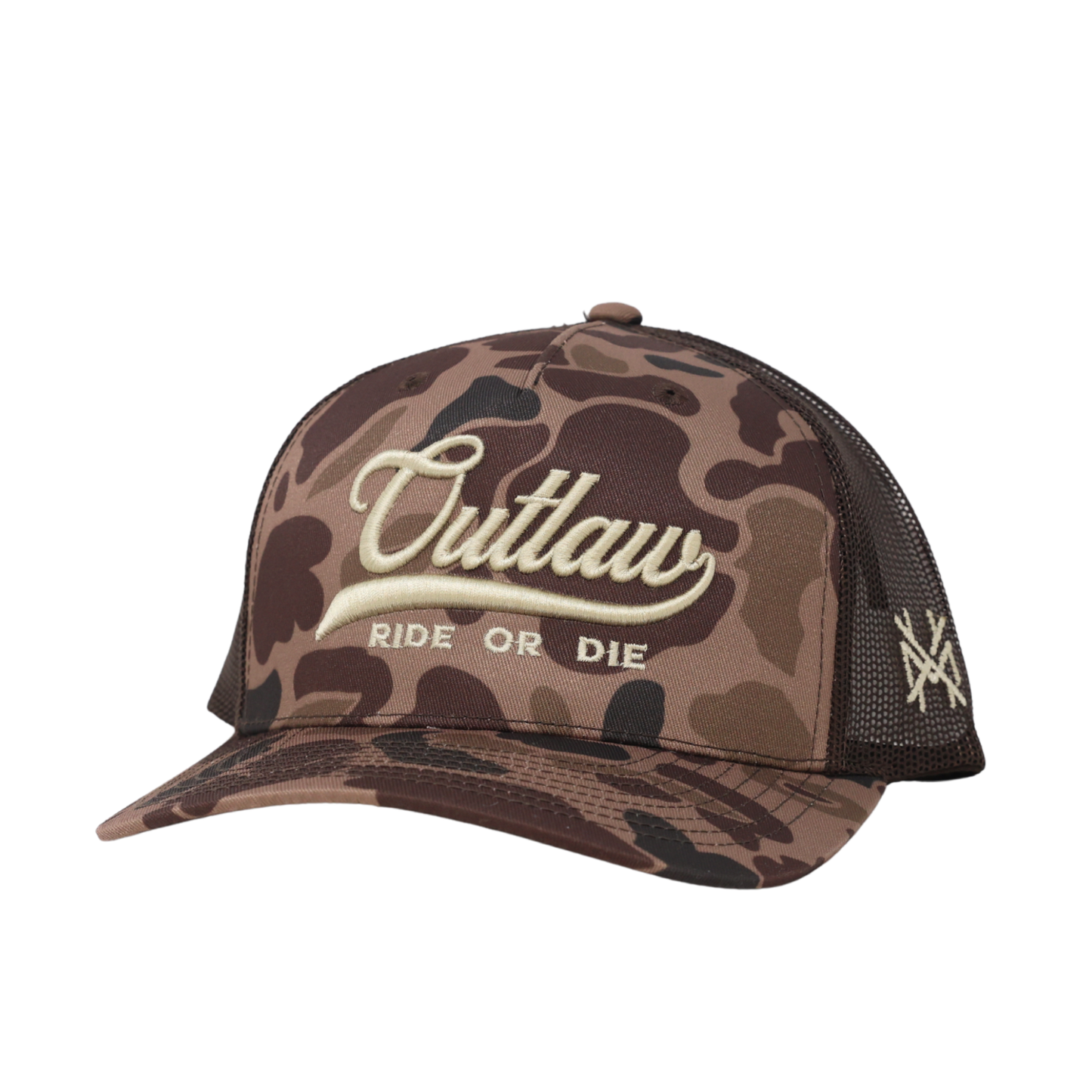 The Mad Hatter Co - Outlaw Ride or Die Trucker Hat : Trucker Duck Camo
