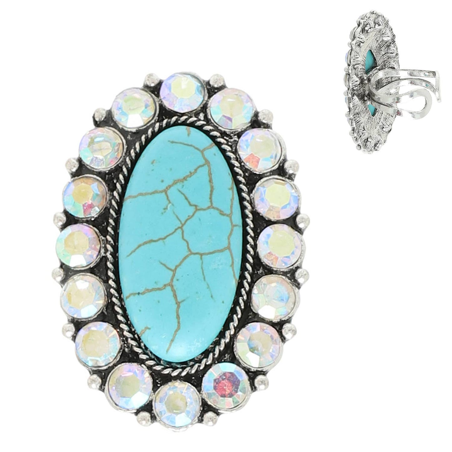 SP Sophia Collection - Western Turquoise Quash Blossom Concho Cuff Ring