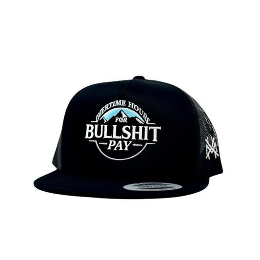 The Mad Hatter Co - Overtime Hours Trucker Hat: Flat Bill Black