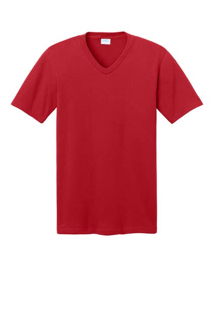 Print The Dream - Port & Company Core Cotton V-Neck Tee: Navy / 3XL
