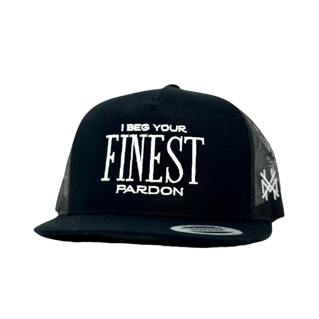 The Mad Hatter Co - MHC I Beg Your Finest Pardon Trucker Hat: Black/Natural Otto