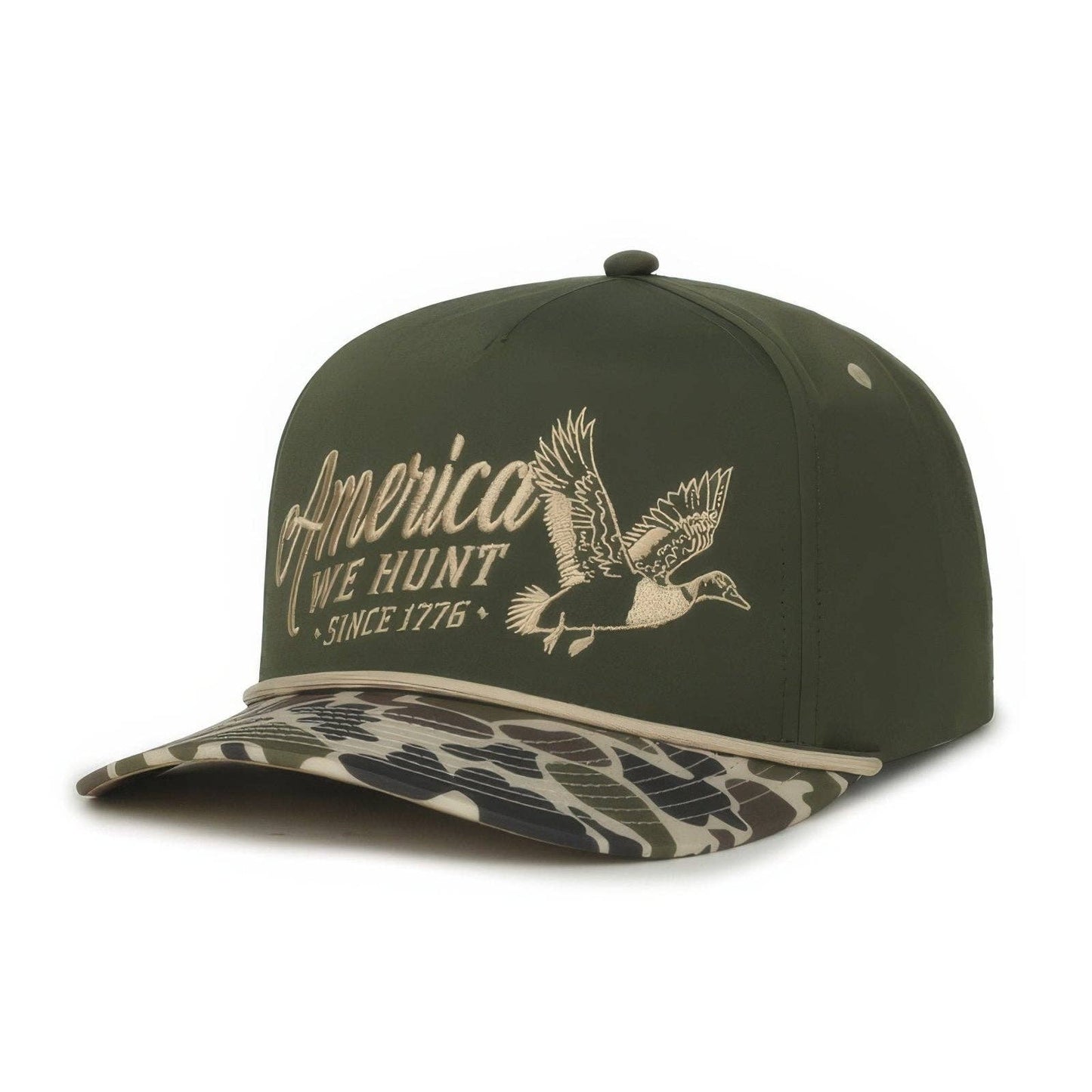 American Cattle Co - We Hunt Mallards Hat: Olive/Camo