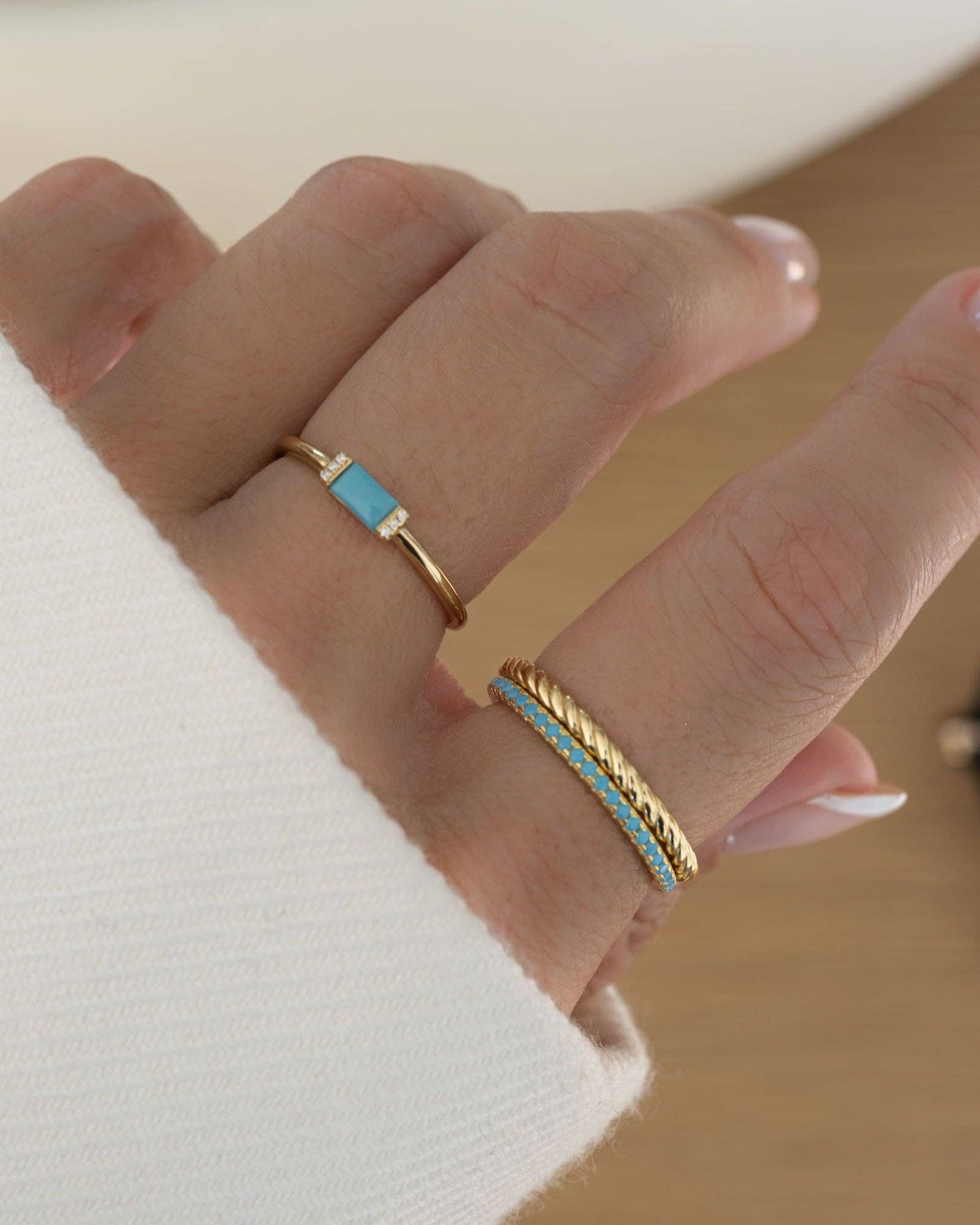 Sami Jewels - Turquoise Eternity Ring: Gold / 10