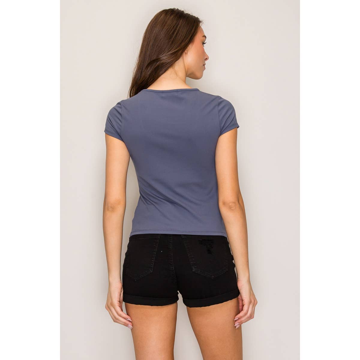 Popular 21 - Ultra Soft Scoop Neck Short Sleeve Top: Navy / S-M-L(2-2-2)