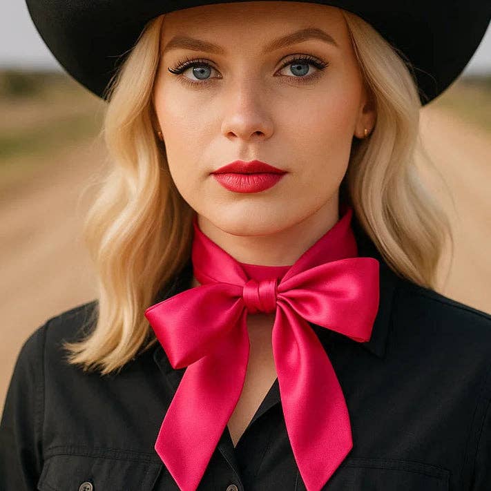 Rodeo Drive - Hot Pink Western Skinny Mini Wild Rag Scarf / Cowgirl Necktie #TW309