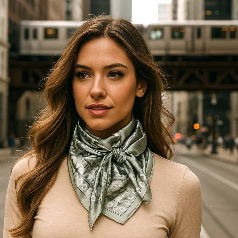 Rodeo Drive - 35X35"  Sage & White Paisley Wild Rag/Scarf WR3413