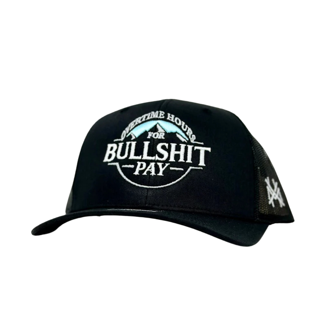The Mad Hatter Co - Overtime Hours Trucker Hat: Flat Bill Black
