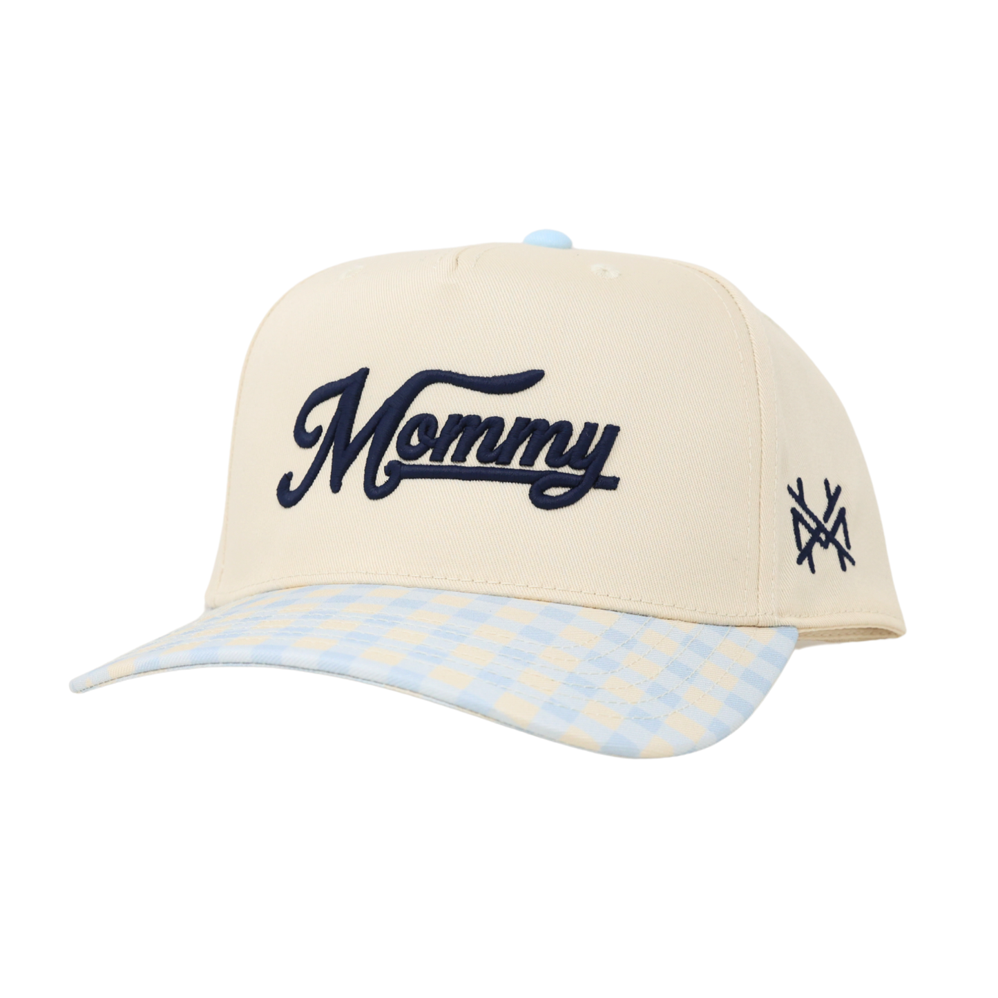The Mad Hatter Co - Mommy Trucker Hat: Retro Blue Check/Natural