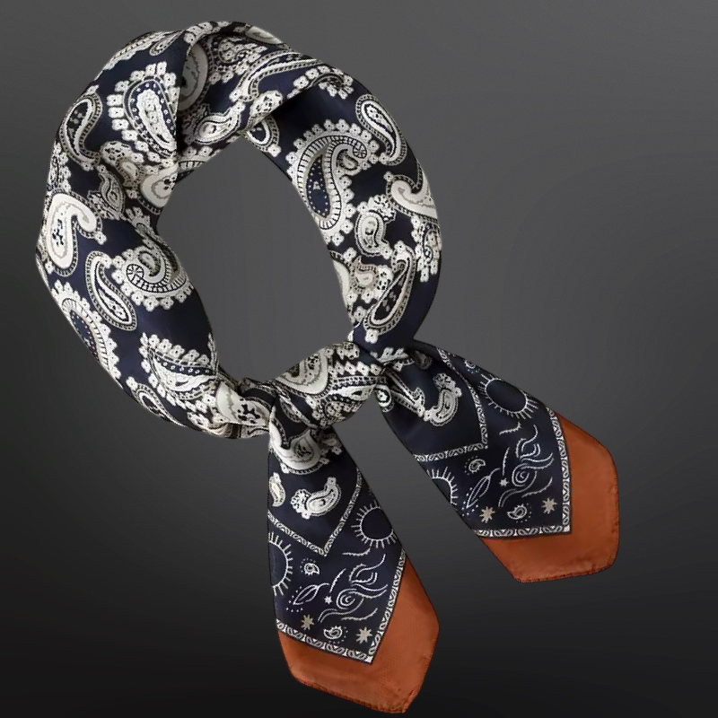 Westrian International - Western Paisley Bandana Print Silk  Scarf - 100% Silk