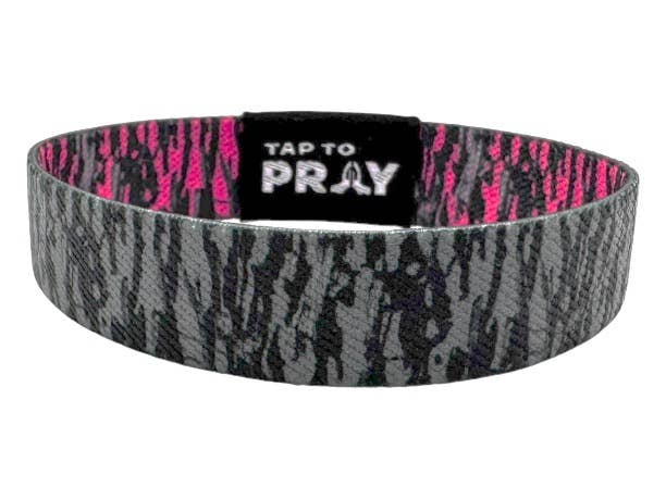 Versible - Tap To Pray™ Wristbands - Tree Bark Camo Pink & Grey: X-Small