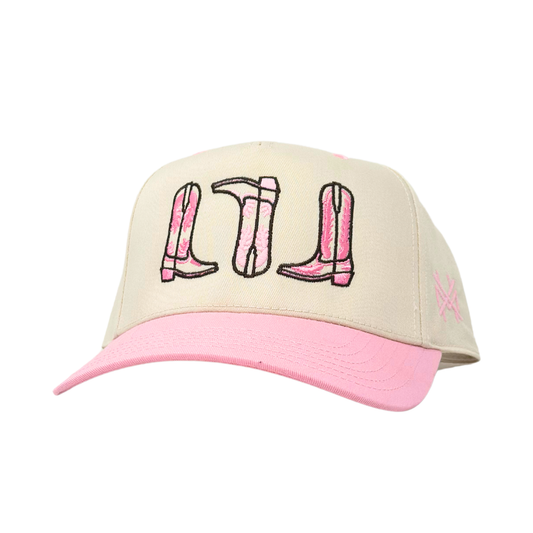 The Mad Hatter Co - MHC Boots Trucker Hat: Pink/Natural Otto