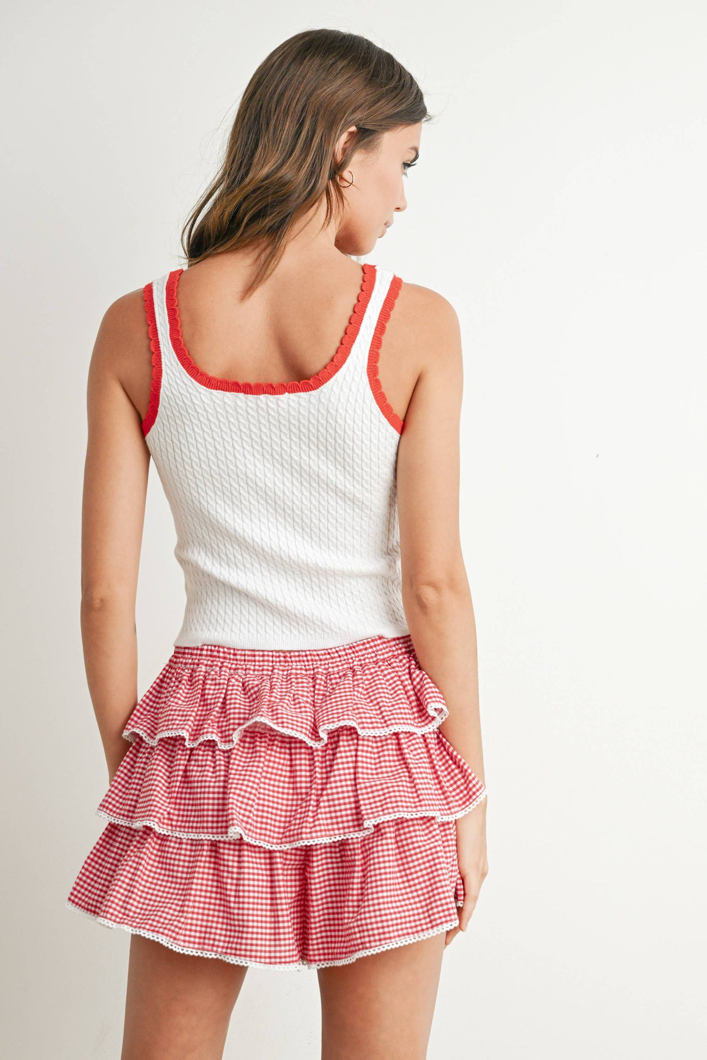 BUTTERMELON - Bow Tank Top - BMW7656: IVORY / RED / M