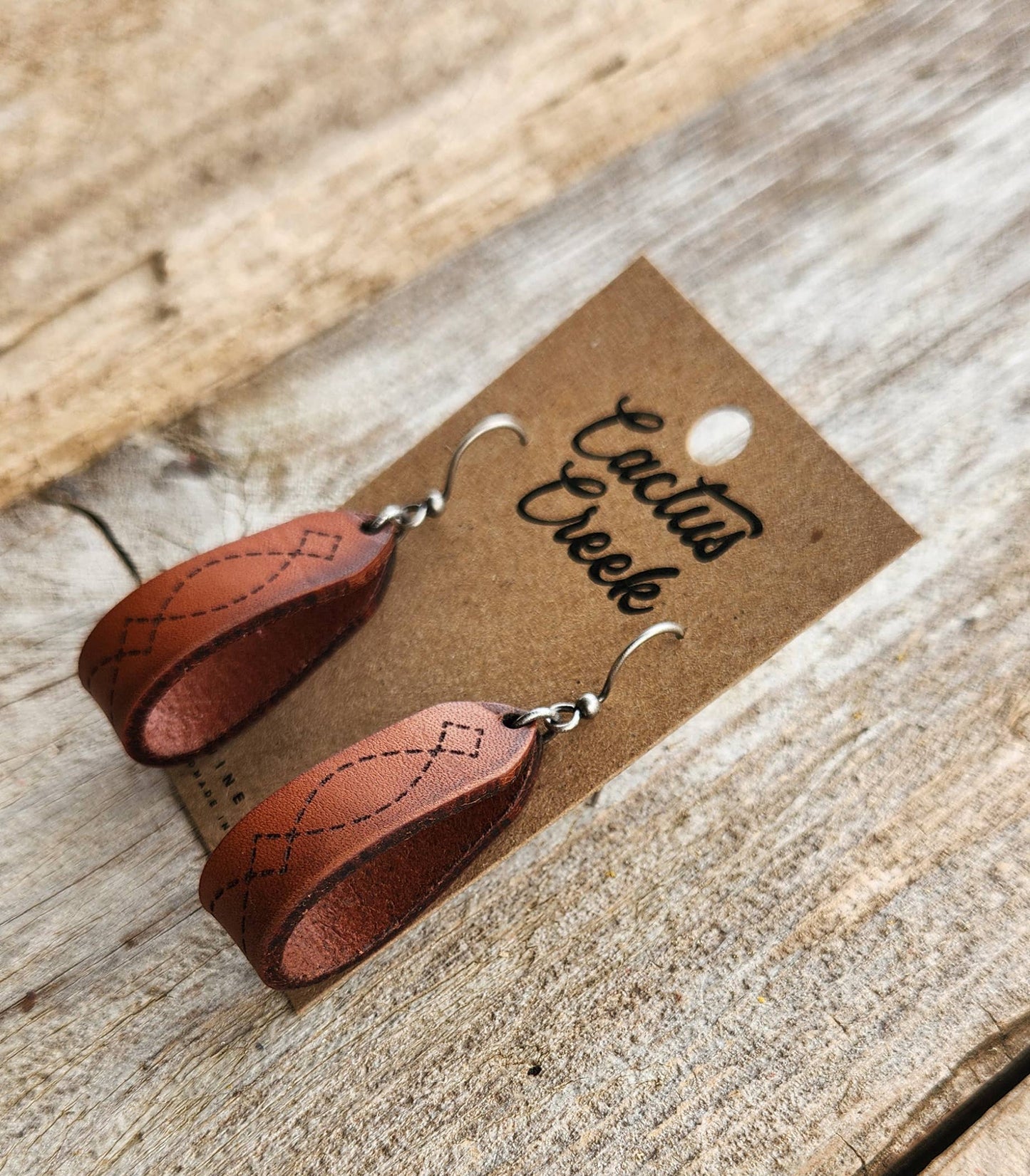 Cocklebur Clothing Co. - "Latigo" Handmade Genuine Leather Western Earrings