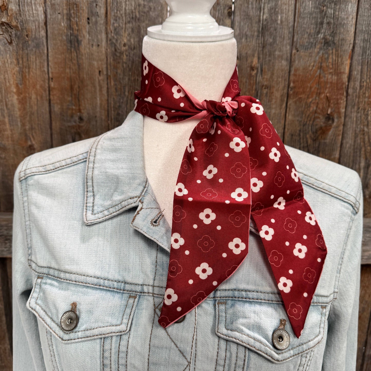Rodeo Drive - Burgundy Western Skinny Mini Wild Rag Scarf / Cowgirl Necktie  #TW125