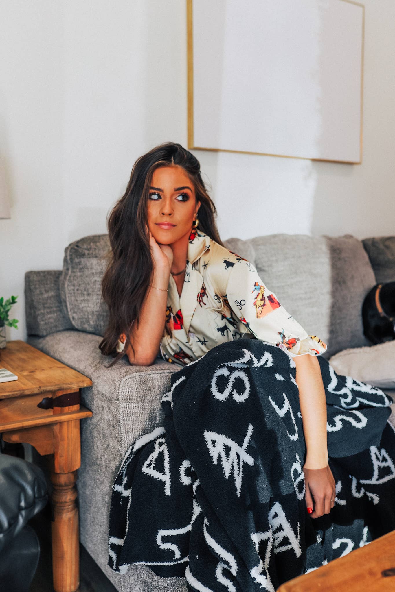 The Front Porch Label - Black Brand Throw Blanket